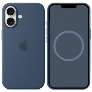 Чехол Silicone case (AAA) with Magsafe and Animation для Apple iPhone 16 (6.1") Denim