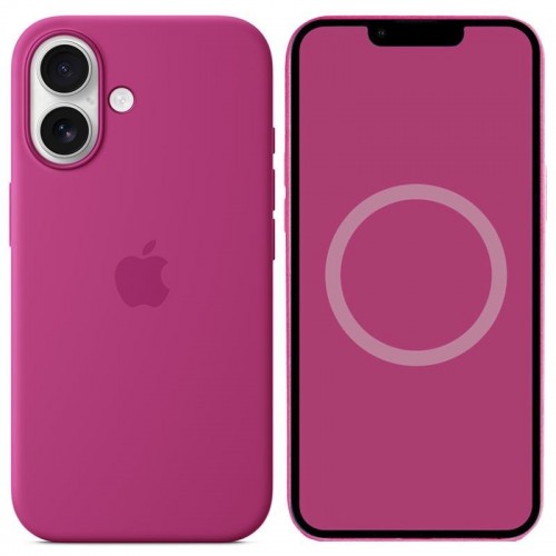 Чохол Silicone case (AAA) with Magsafe and Animation для Apple iPhone 16 (6.1") Fuchsia