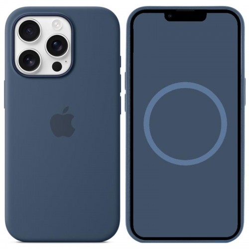 Чехол Silicone case (AAA) with Magsafe and Animation для Apple iPhone 16 Pro (6.3") Denim