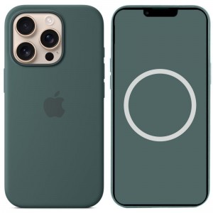 Чехол Silicone case (AAA) с Magsafe и анимацией для Apple iPhone 16 Pro Max (6.9") Lake Green