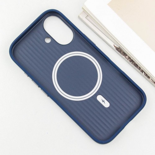 Шкіряний чохол Carved with MagSafe для Apple iPhone 16 (6.1") Blue