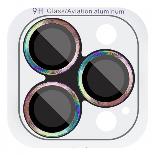 Захисне скло Metal Classic на камеру (у упак.) для Apple iPhone 16 Pro (6.3") / 16 Pro Max (6.9") Бузковий / Rainbow