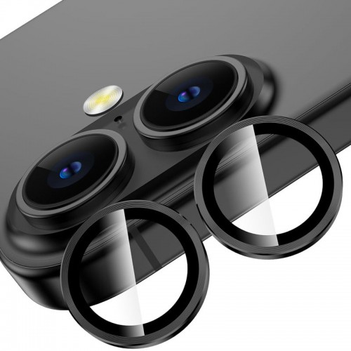 Защитное стекло Metal Classic на камеру (в упак.) для Apple iPhone 16 (6.1") / 16 Plus (6.7") Чёрный / Black