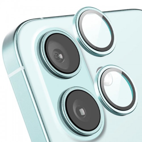 Защитное стекло Metal Classic на камеру (в упак.) для Apple iPhone 16 (6.1") / 16 Plus (6.7") Бирюзовый / Azure