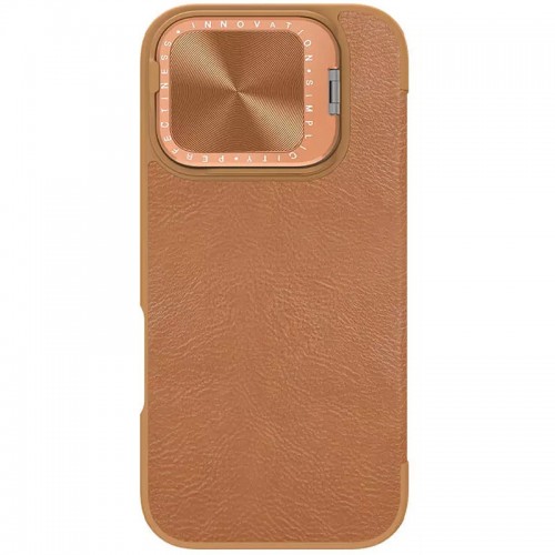 Кожаный чехол-книжка Nillkin Qin Prop для Apple iPhone 16 Pro (6.3") Brown