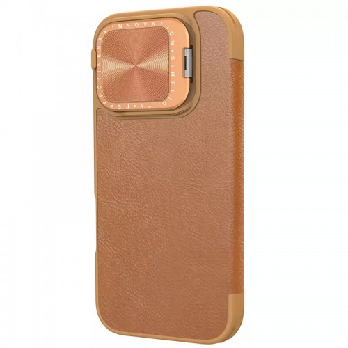 Кожаный чехол-книжка Nillkin Qin Prop для Apple iPhone 16 Pro (6.3") Brown