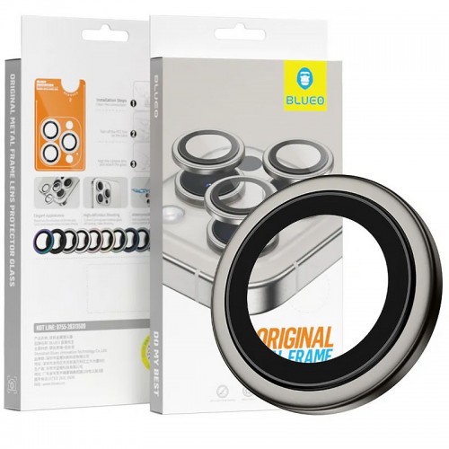Захисне скло BlueO Metal на камеру для Apple iPhone 16 Pro / 16 Pro Max / 15 Pro / 15 Pro Max Сірий / Natural Titanium