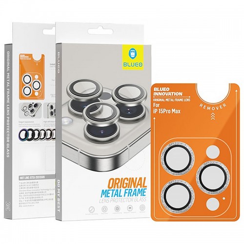 Захисне скло BlueO Metal на камеру для Apple iPhone 16 Pro / 16 Pro Max / 15 Pro / 15 Pro Max Срібний / Silver Diamond
