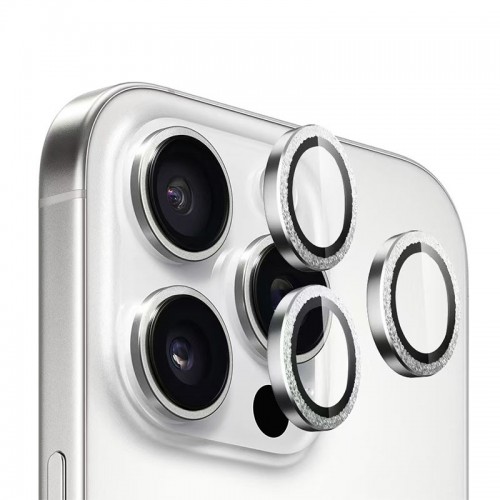 Захисне скло BlueO Metal на камеру для Apple iPhone 16 Pro / 16 Pro Max / 15 Pro / 15 Pro Max Срібний / Silver Diamond