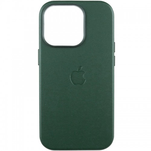 Кожаный чехол Leather Case (AAA) с MagSafe и анимацией для Apple iPhone 16 Pro Max (6,9") Green