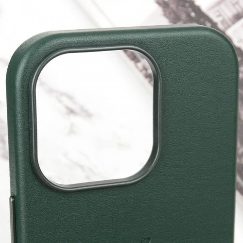 Кожаный чехол Leather Case (AAA) с MagSafe и анимацией для Apple iPhone 16 Pro Max (6,9") Green