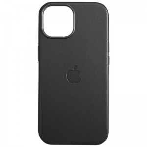 Кожаный чехол Leather Case (AAA) с MagSafe и анимацией для Apple iPhone 16 Pro Max (6.9") Black