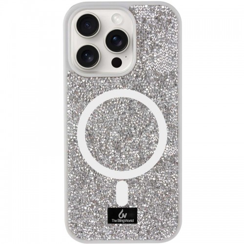 TPU чохол Bling World Rock Diamond with MagSafe для Apple iPhone 15 Pro (6.1") Silver