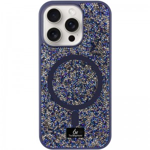 TPU чохол Bling World Rock Diamond with MagSafe для Apple iPhone 15 Pro (6.1") Navy Blue