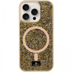 TPU чохол Bling World Rock Diamond with MagSafe для Apple iPhone 15 Pro (6.1") Gold
