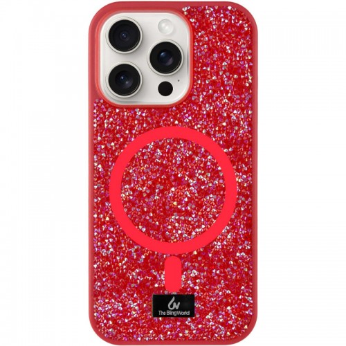 TPU чохол Bling World Rock Diamond with MagSafe для Apple iPhone 14 Pro Max (6.7") Red