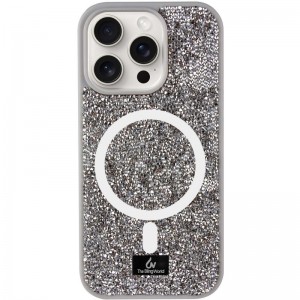 TPU чохол Bling World Rock Diamond with MagSafe для Apple iPhone 14 Pro (6.1") Grey