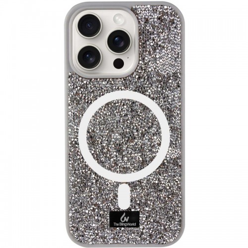 TPU чохол Bling World Rock Diamond with MagSafe для Apple iPhone 14 Pro (6.1") Grey