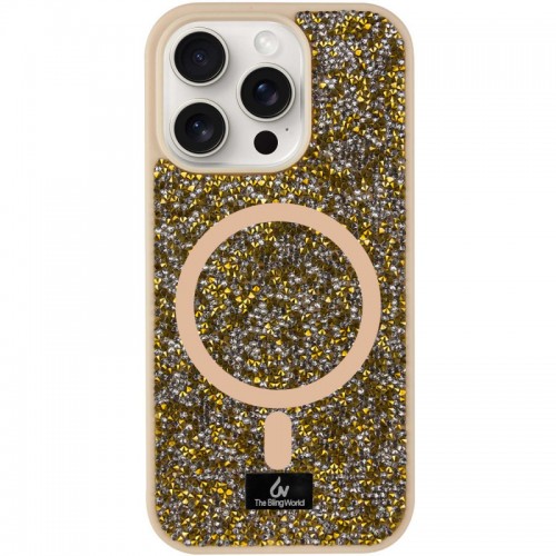 TPU чехол Bling World Rock Diamond with MagSafe для Apple iPhone 14 Pro (6.1") Золотой