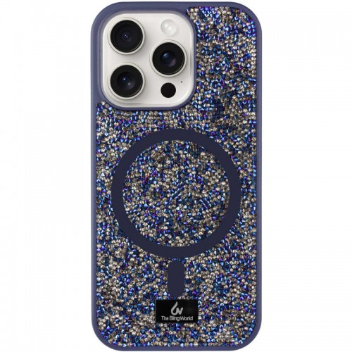 TPU чехол Bling World Rock Diamond with MagSafe для Apple iPhone 14 Pro (6.1") Тёмно-синий
