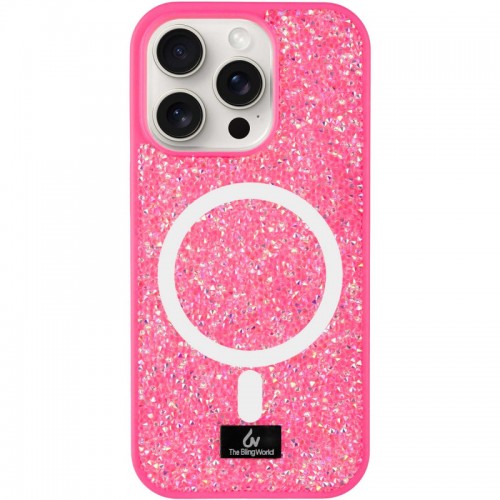 TPU чохол Bling World Rock Diamond with MagSafe для Apple iPhone 14 Pro (6.1") Rose