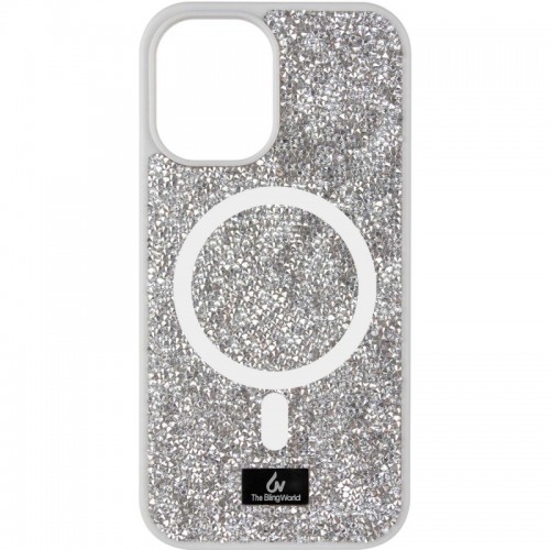 TPU чохол Bling World Rock Diamond with MagSafe для Apple iPhone 14 (6.1") Silver