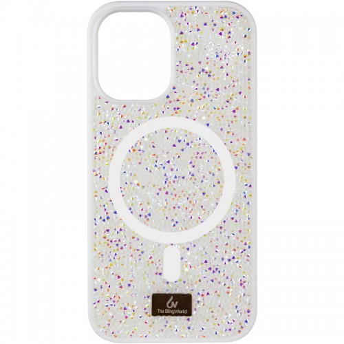 TPU чохол Bling World Rock Diamond with MagSafe для Apple iPhone 14 (6.1") White