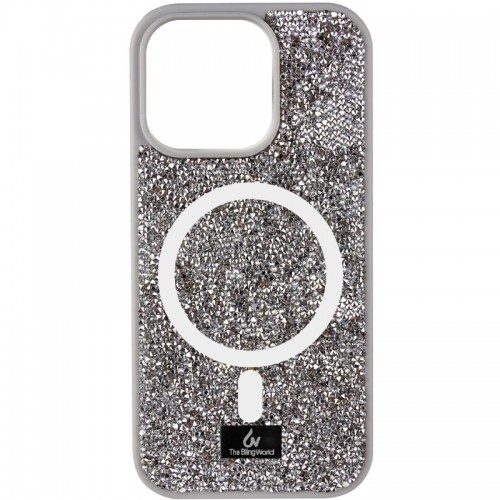 TPU чохол Bling World Rock Diamond with MagSafe для Apple iPhone 14 (6.1") Grey