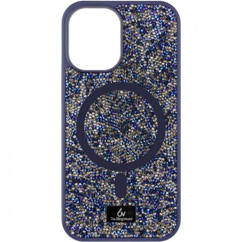 TPU чехол Bling World Rock Diamond с MagSafe для Apple iPhone 12 Pro Max (6.7") тёмно-синий