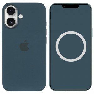 Чохол Silicone case (AAA) with Magsafe and Animation (button) для Apple iPhone 16 (6.1") Lake Green