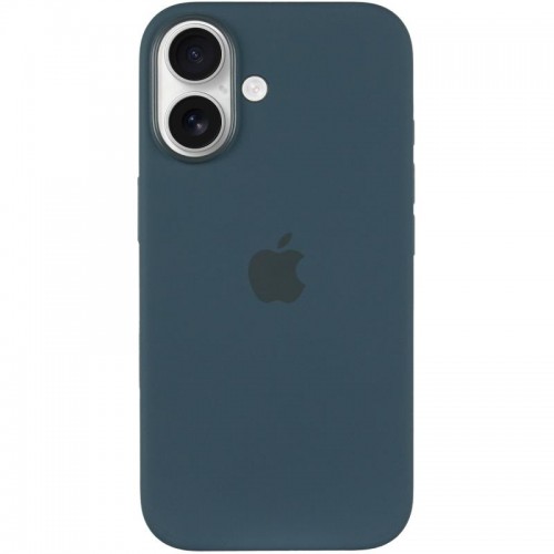 Чехол Silicone case (AAA) with Magsafe and Animation (button) для Apple iPhone 16 (6.1") озёрно-зелёный