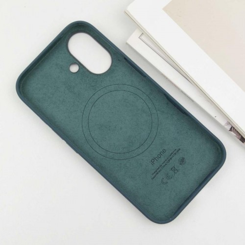 Чехол Silicone case (AAA) with Magsafe and Animation (button) для Apple iPhone 16 (6.1") озёрно-зелёный