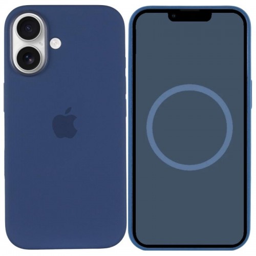 Чохол Silicone case (AAA) with Magsafe and Animation (button) для Apple iPhone 16 (6.1") Denim