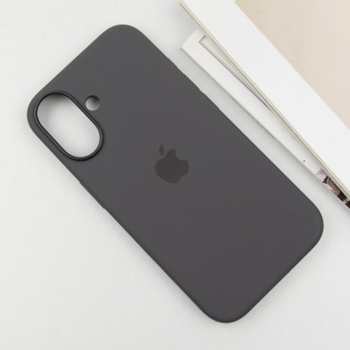 Чехол Silicone case (AAA) с Magsafe и анимацией (кнопка) для Apple iPhone 16 (6.1") Stone Grey