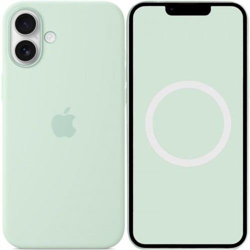 Чехол Silicone case (AAA) with Magsafe and Animation (button) для Apple iPhone 16 (6.1") Аквамарин