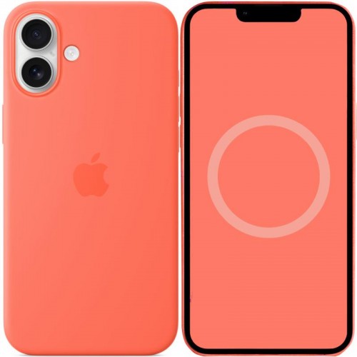 Чехол Silicone case (AAA) with Magsafe and Animation (button) для Apple iPhone 16 (6.1") Мандариновый