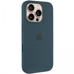 Чохол Silicone case (AAA) with Magsafe and Animation (button) для Apple iPhone 16 Pro (6.3") Lake Green