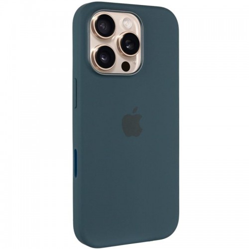 Чохол Silicone case (AAA) with Magsafe and Animation (button) для Apple iPhone 16 Pro (6.3") Lake Green