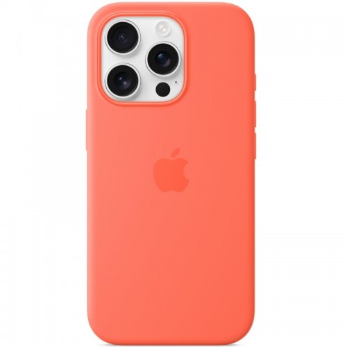 Чехол Silicone case (AAA) с Magsafe и анимацией (кнопка) для Apple iPhone 16 Pro (6.3") Tangerine