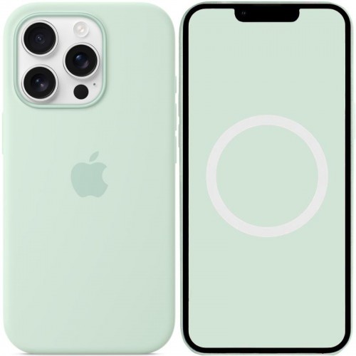 Чехол Silicone case (AAA) с Magsafe и анимацией (кнопка) для Apple iPhone 16 Pro (6.3") Аквамарин