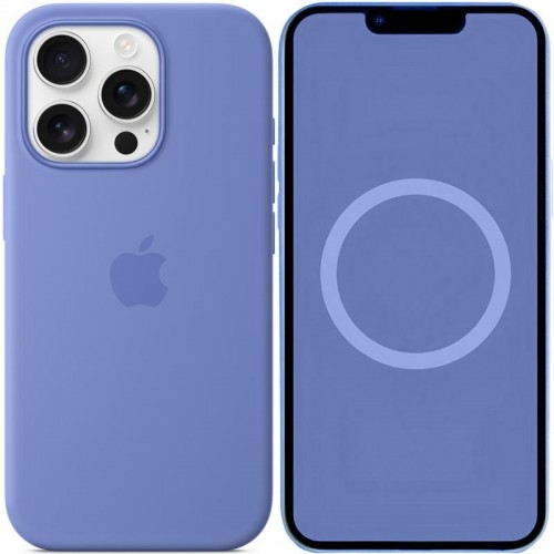 Чехол Silicone case (AAA) с Magsafe и анимацией (кнопка) для Apple iPhone 16 Pro Max (6.9") Periwinkle