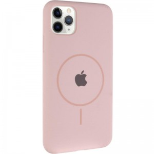 Чохол Silicone Case Full Protective (AA) with MagSafe для Apple iPhone 11 Pro Max (6.5") Рожевий / Pink Sand