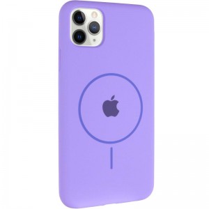 Чохол Silicone Case Full Protective (AA) with MagSafe для Apple iPhone 11 Pro Max (6.5") Бузковий / Dasheen