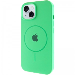 Чохол Silicone Case Full Protective (AA) with MagSafe для Apple iPhone 14 Plus (6.7") Зелений / Spearmint