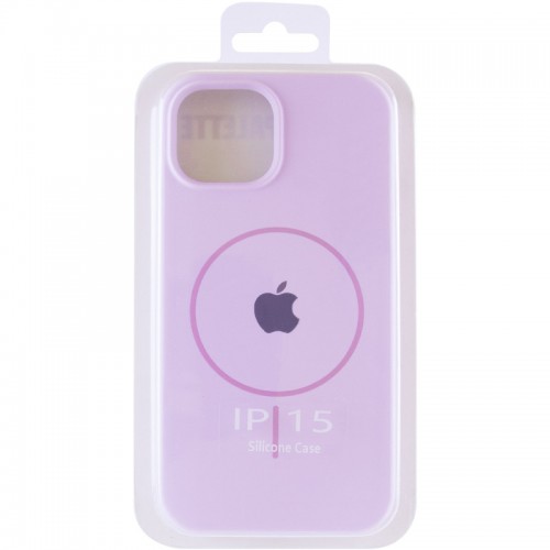 Чохол Silicone Case Full Protective (AA) with MagSafe для Apple iPhone 15 (6.1") Бузковий / Lilac