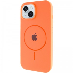 Чохол Silicone Case Full Protective (AA) with MagSafe для Apple iPhone 15 (6.1") Помаранчевий / Papaya