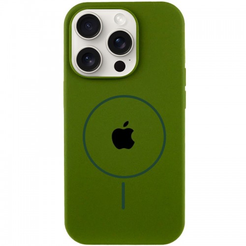 Чохол Silicone Case Full Protective (AA) with MagSafe для Apple iPhone 15 Pro (6.1") Зелений / Dark Olive