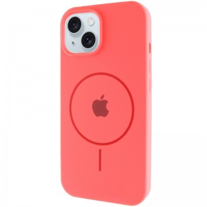Чохол Silicone Case Full Protective (AA) with MagSafe для Apple iPhone 15 Plus (6.7") Кавуновий / Watermelon red