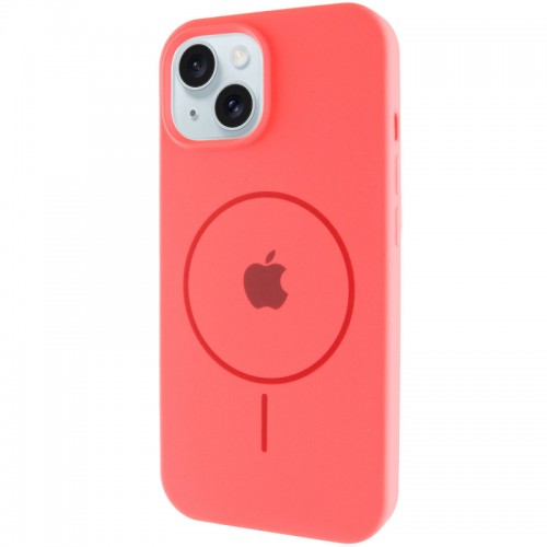 Чохол Silicone Case Full Protective (AA) with MagSafe для Apple iPhone 15 Plus (6.7") Кавуновий / Watermelon red