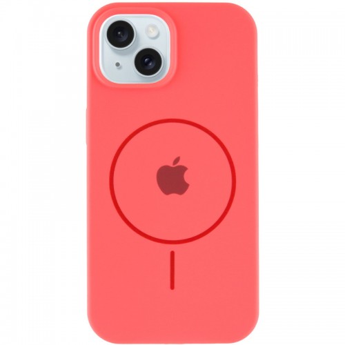 Чохол Silicone Case Full Protective (AA) with MagSafe для Apple iPhone 15 Plus (6.7") Кавуновий / Watermelon red